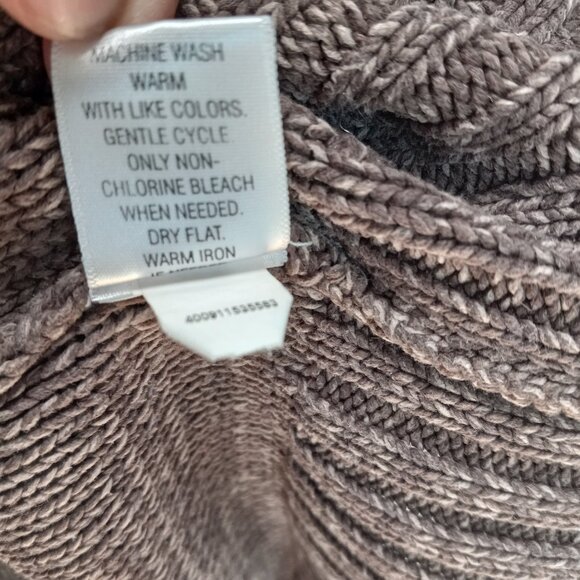 Brown Sonoma Fisherman Style Cable Knit Half Button Wide Fold Collar  LG (T-387) - Picture 10 of 11